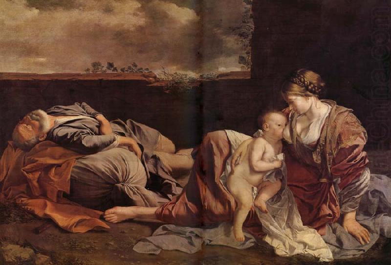 Orazio Gentileschi Le Repos de la Sainte Famille pendant la fuite en Egypte china oil painting image